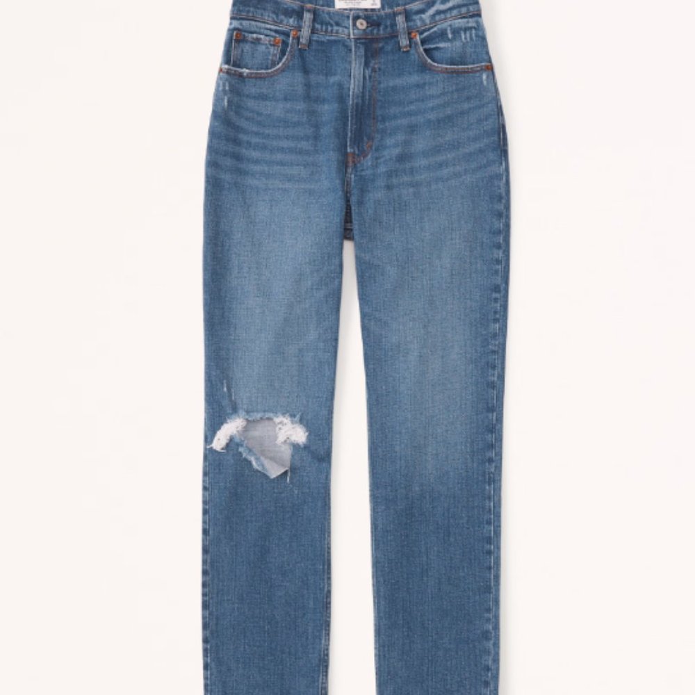 Abercrombie & Fitch Curve Love Ultra High Rise Ankle Straight Jean